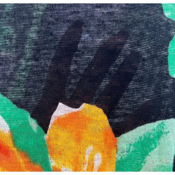 Ralph Lauren W's Top L Semi-sheer Vibrant Multicolor Floral 100% Linen - Picture 9 of 9